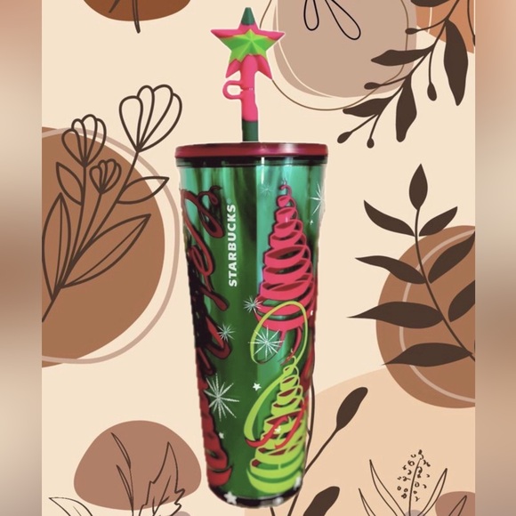 ⭐️ Starbucks 2023 Holiday Edition  Ribbons & Trees  silicon Star straw topper 🎄 - Picture 2 of 6